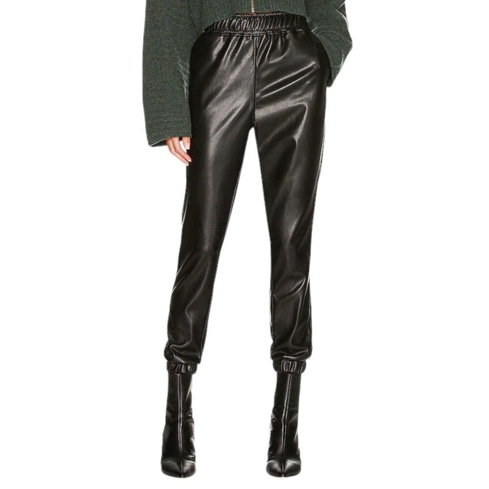 BB Dakota by Steve Madden Run the World Faux Leather Black Joggers Size Large